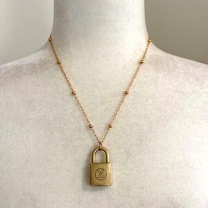 Louis Vuitton Lock Necklace Two Series #210 14K Gold Plated Chain